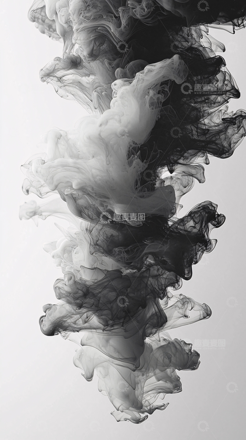 高清大图下载【趣麦麦图】黑白水墨晕染