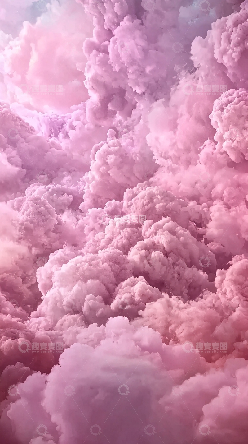 高清大图下载【趣麦麦图】粉色棉花糖天空