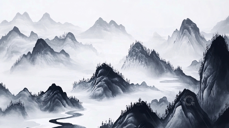 高清大图下载【趣麦麦图】水墨山水画457