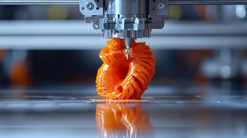 3D打印正在构建橙色物体