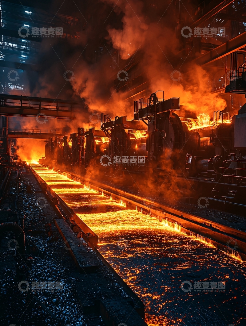 高清大图下载【趣麦麦图】炽热钢铁工业生产图