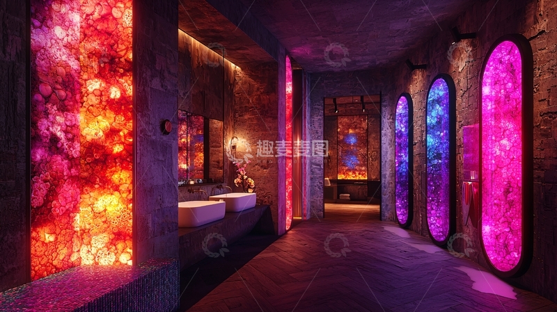 高清大图下载【趣麦麦图】炫彩灯光洗手间