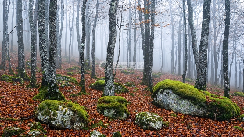 高清大图下载【趣麦麦图】雾气森林