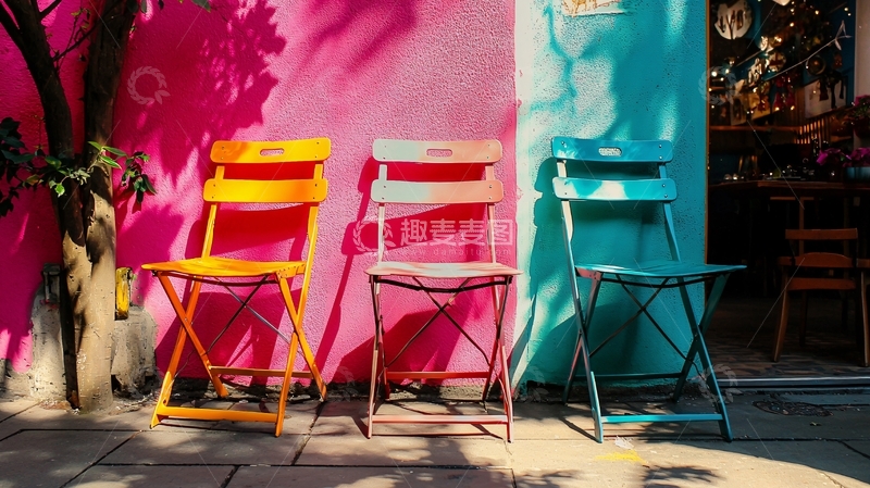 高清大图下载【趣麦麦图】彩色折叠椅