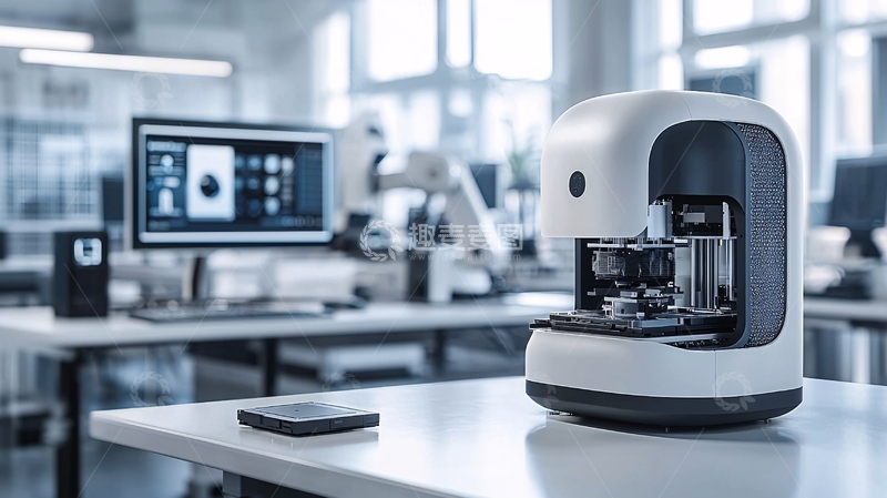 高清大图下载【趣麦麦图】实验室桌面上的白色机器人
