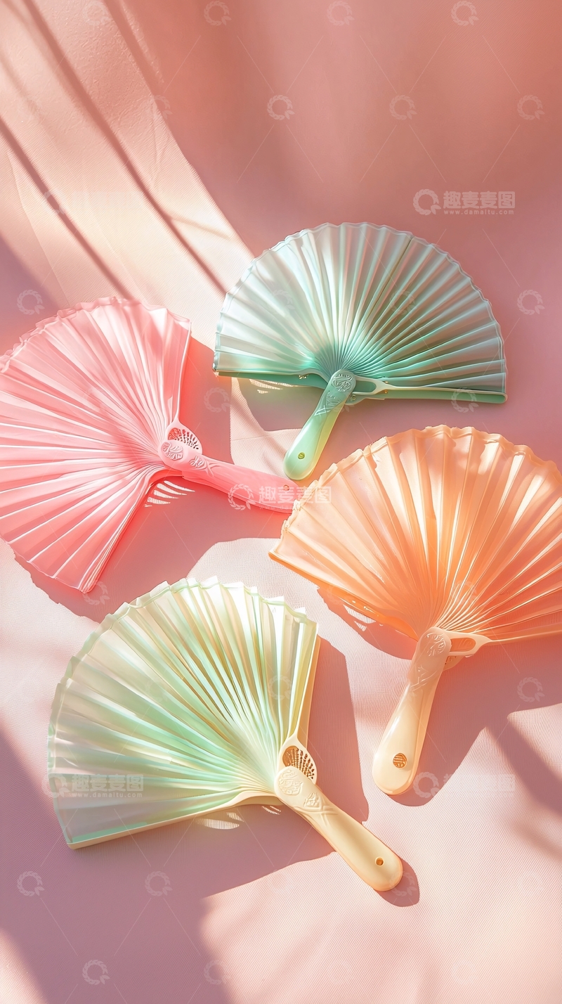 高清大图下载【趣麦麦图】粉色系渐变折叠扇
