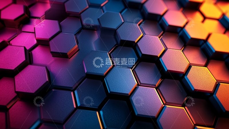 高清大图下载【趣麦麦图】多彩蜂窝状几何背景
