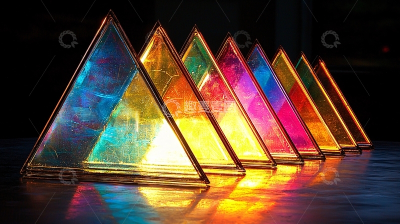 高清大图下载【趣麦麦图】彩色三角形玻璃