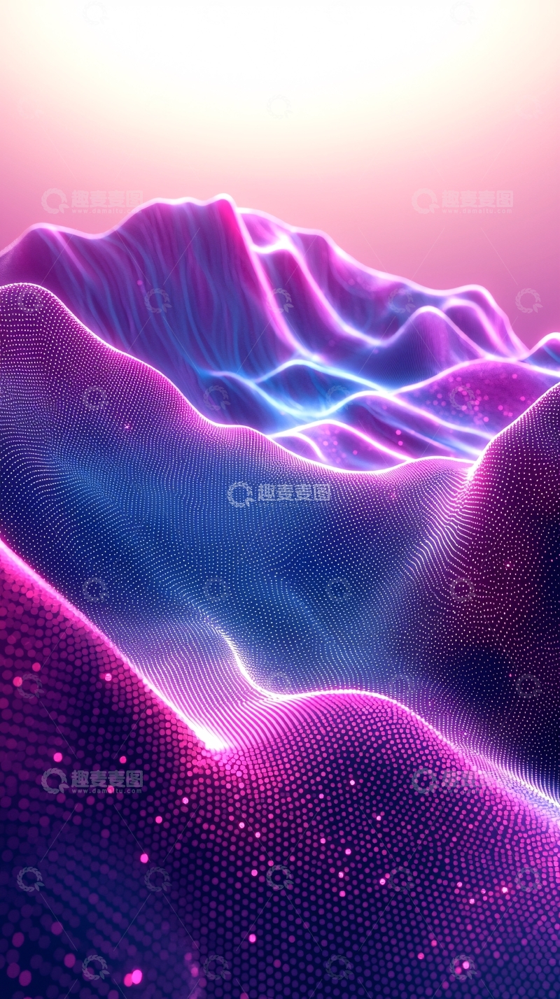 高清大图下载【趣麦麦图】梦幻紫蓝光波山脉