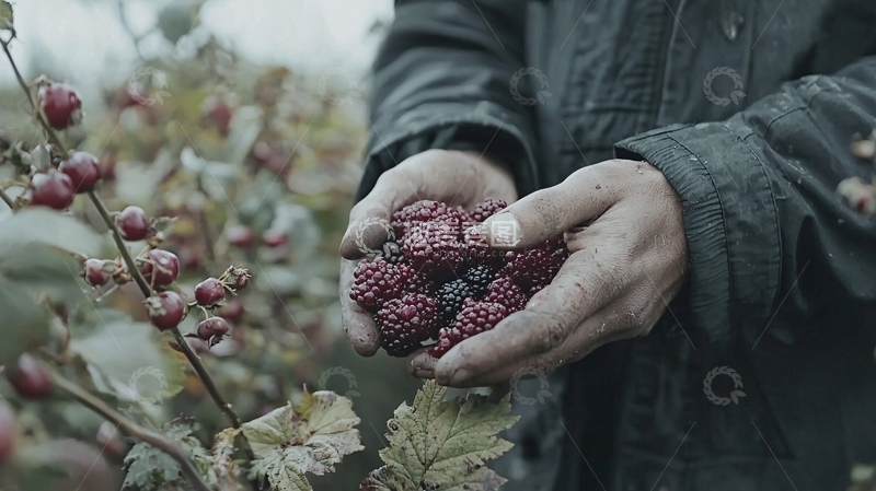 高清大图下载【趣麦麦图】双手捧着采摘的覆盆子