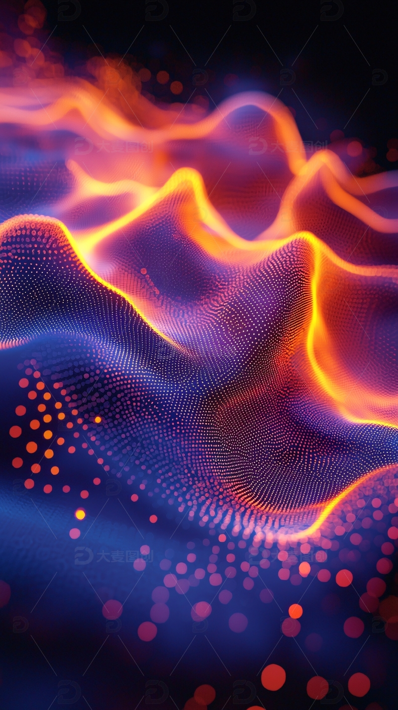 高清大图下载【趣麦麦图】蓝色橙色交织的波浪