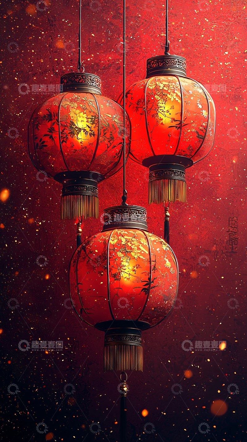 高清大图下载【趣麦麦图】红色灯笼喜庆节日氛围