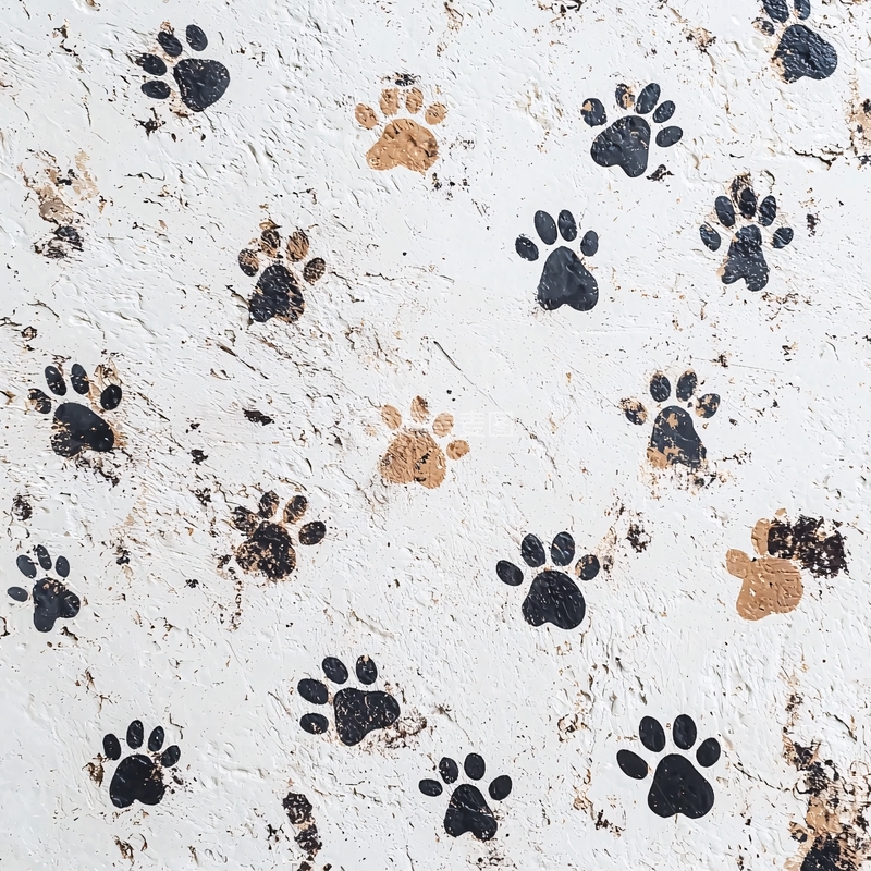 高清大图下载【趣麦麦图】白色背景上的黑色和棕色爪印