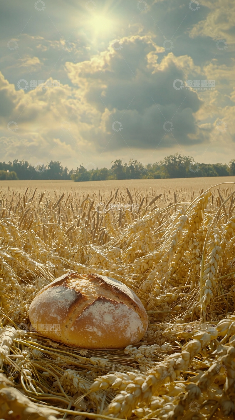 高清大图下载【趣麦麦图】麦田里的一块面包