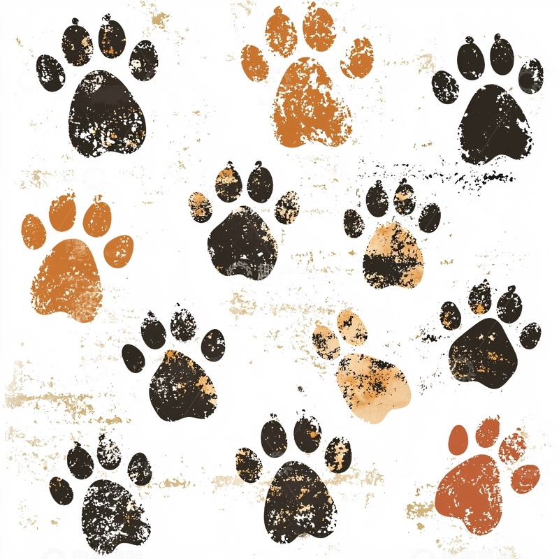 高清大图下载【趣麦麦图】棕色和黑色宠物爪印图案