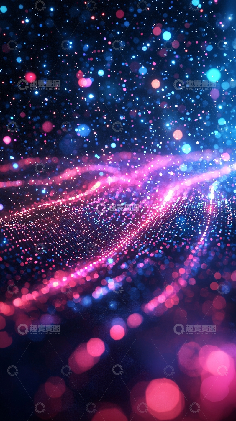 高清大图下载【趣麦麦图】炫彩粒子波浪背景