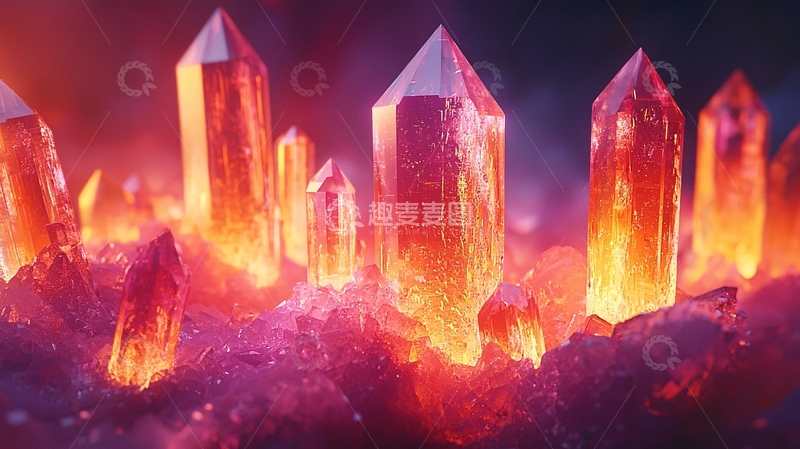 高清大图下载【趣麦麦图】红色发光晶体簇