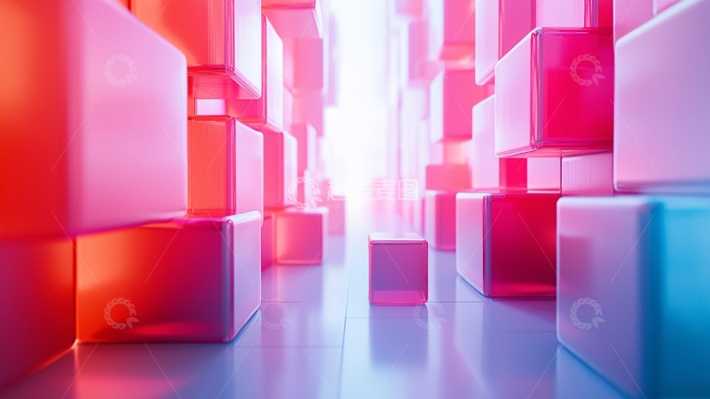 高清大图下载【趣麦麦图】红色到蓝色的立方体通道