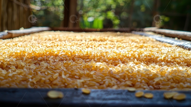 高清大图下载【趣麦麦图】阳光下晾晒的谷物