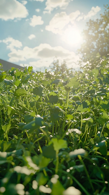 阳光下茂密的绿色植物