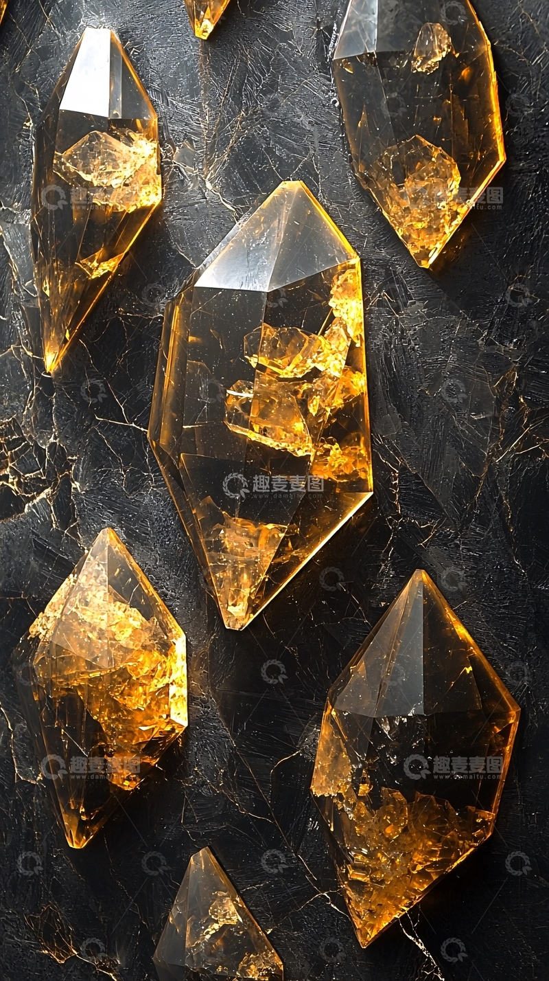 高清大图下载【趣麦麦图】金色透明水晶簇