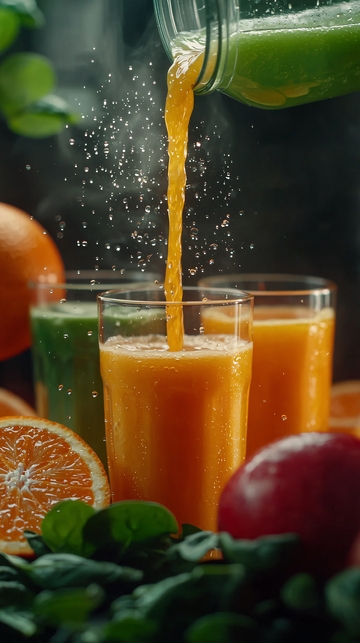 鲜榨果汁倾倒瞬间