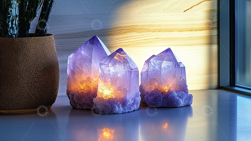 高清大图下载【趣麦麦图】紫水晶发光摆件