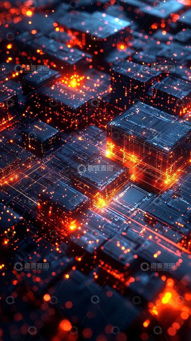 高清大图下载【趣麦麦图】科技感电路板夜景发光