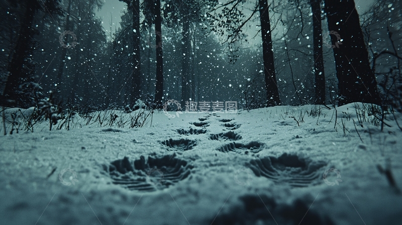 高清大图下载【趣麦麦图】雪地里的小路