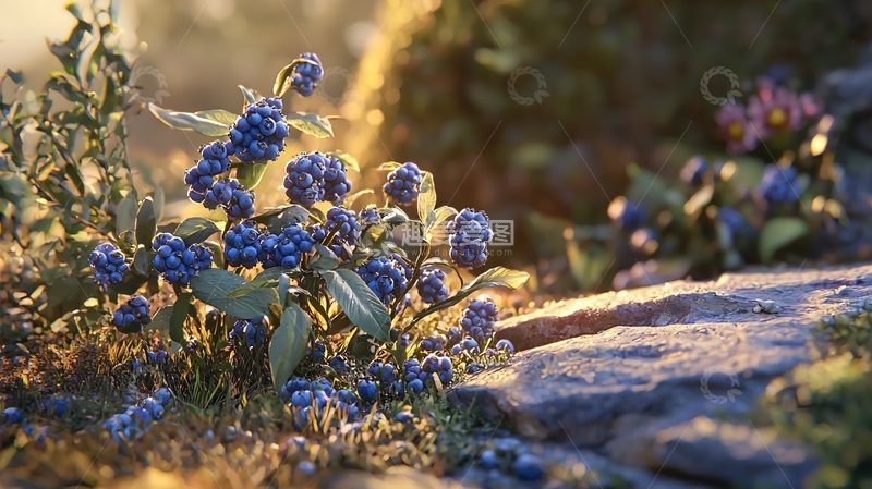 高清大图下载【趣麦麦图】阳光下蓝莓丛
