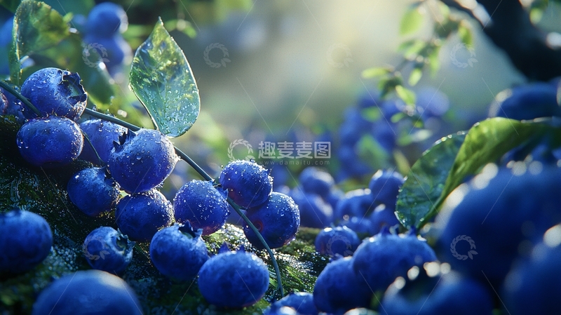高清大图下载【趣麦麦图】阳光下的蓝莓丰收