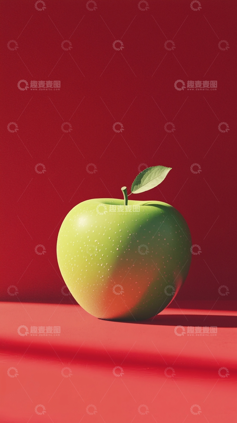 高清大图下载【趣麦麦图】红背景下青苹果