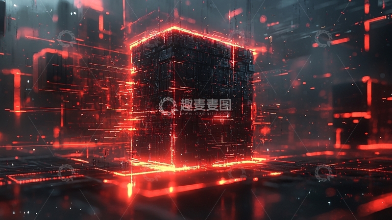 高清大图下载【趣麦麦图】赛博朋克风格的立方体结构