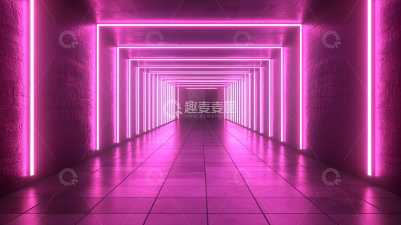 高清大图下载【趣麦麦图】霓虹灯粉色隧道