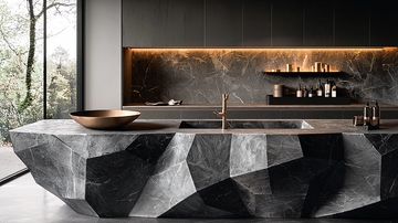 高级灰现代厨房岛台