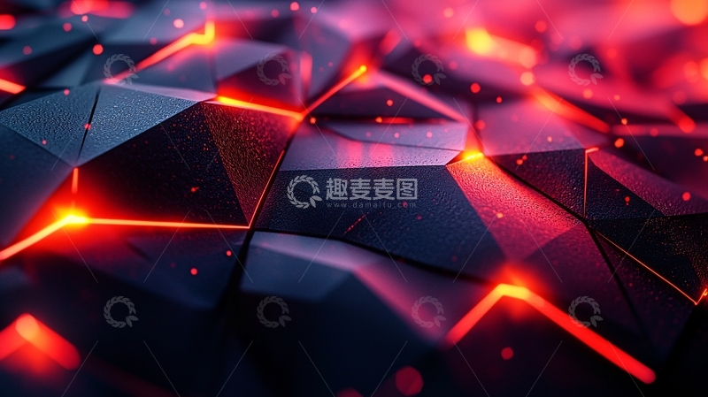 高清大图下载【趣麦麦图】暗红色多面体几何结构