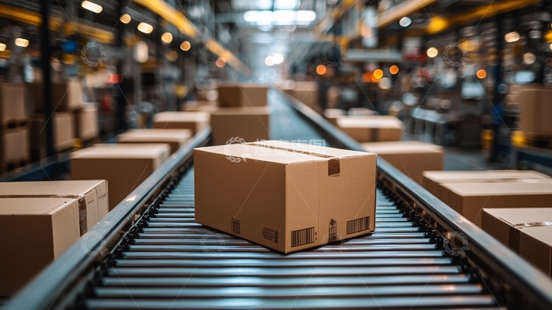 高清大图下载【趣麦麦图】纸箱在传送带上