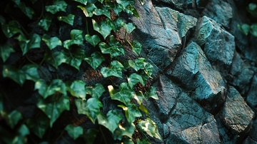 绿植爬墙石头背景