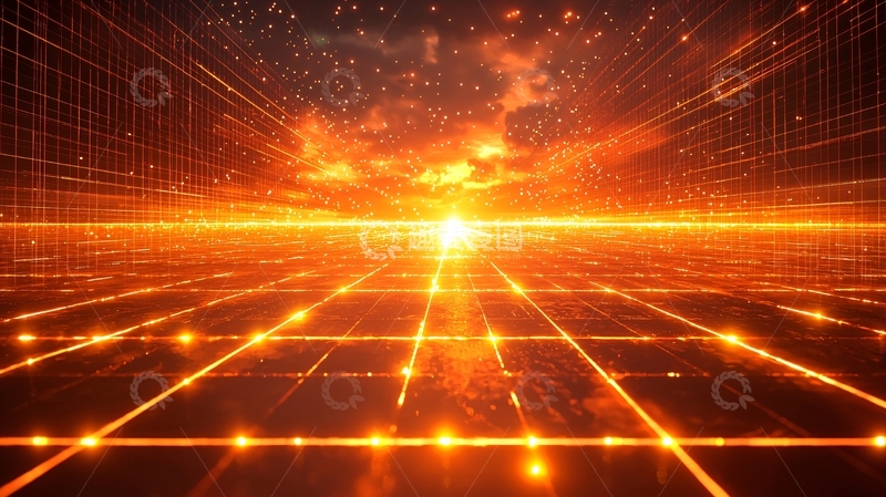 高清大图下载【趣麦麦图】金色科技感光线交错