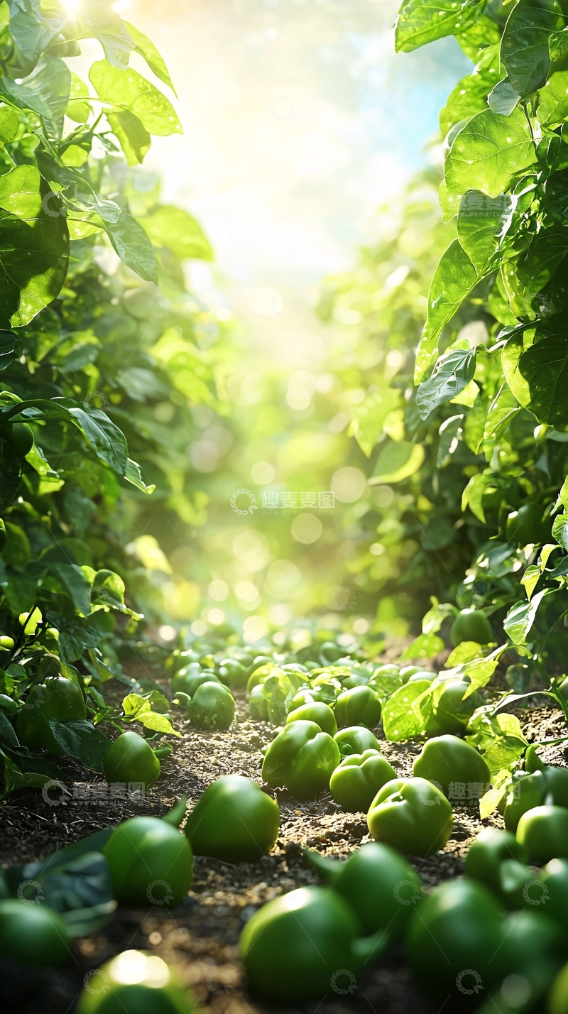 高清大图下载【趣麦麦图】阳光洒满青椒田