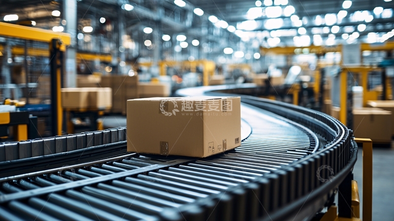 高清大图下载【趣麦麦图】流水线上的纸箱