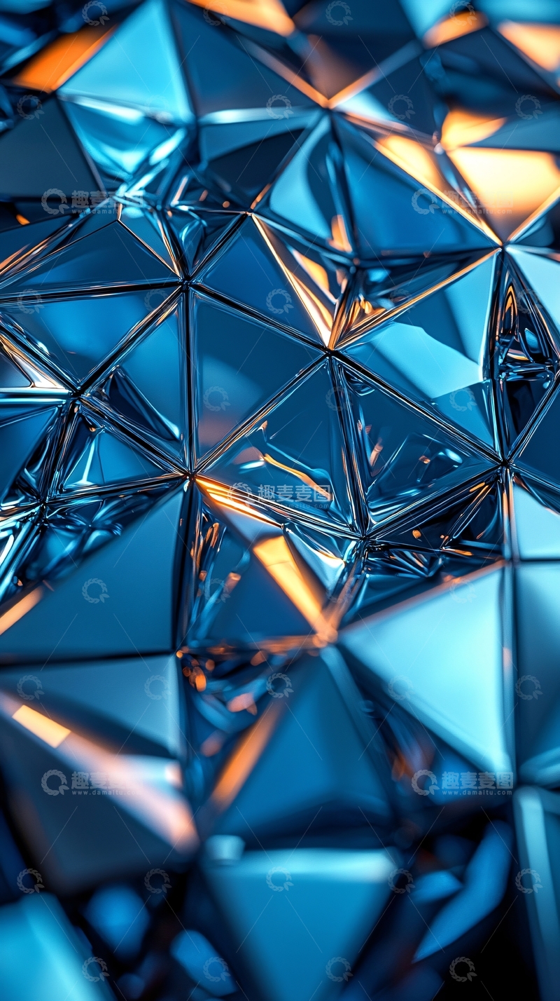 高清大图下载【趣麦麦图】蓝色金属三角几何图形