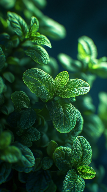 绿油油的薄荷叶特写
