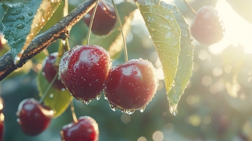 阳光下的红樱桃