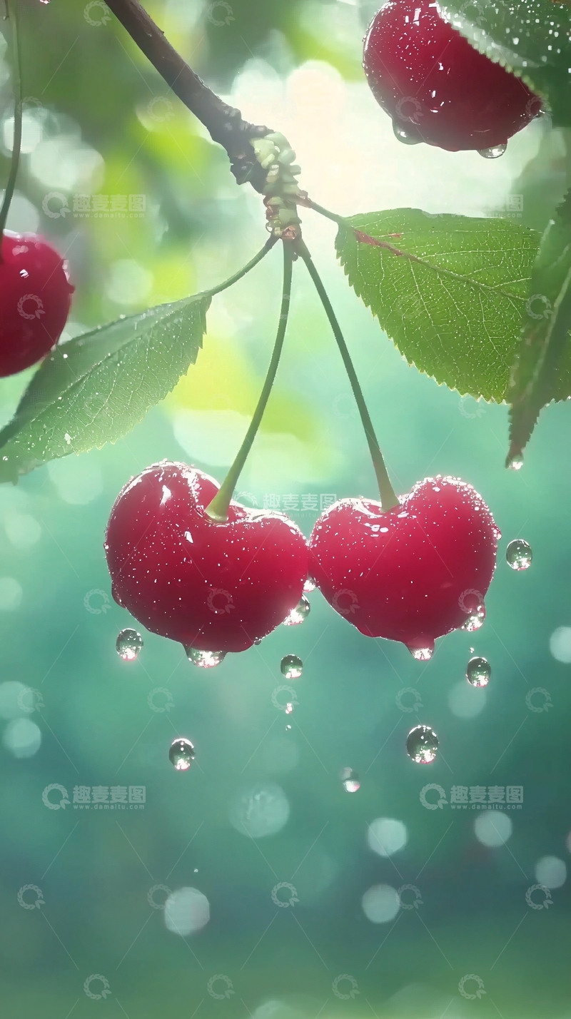 高清大图下载【趣麦麦图】雨后红樱桃