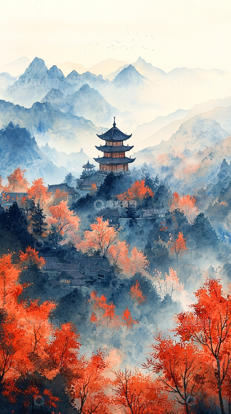 高清大图下载【趣麦麦图】水墨风格山水画