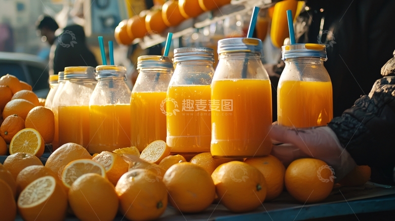 高清大图下载【趣麦麦图】鲜榨橙汁瓶装出售