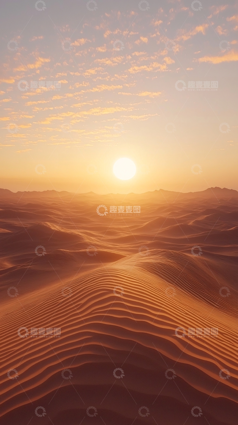 高清大图下载【趣麦麦图】金色沙漠日落下的宁静