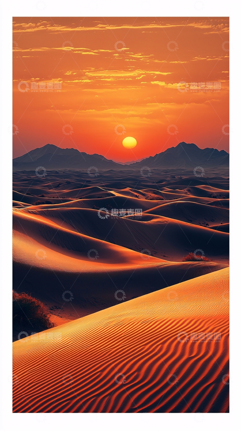 高清大图下载【趣麦麦图】沙漠日落