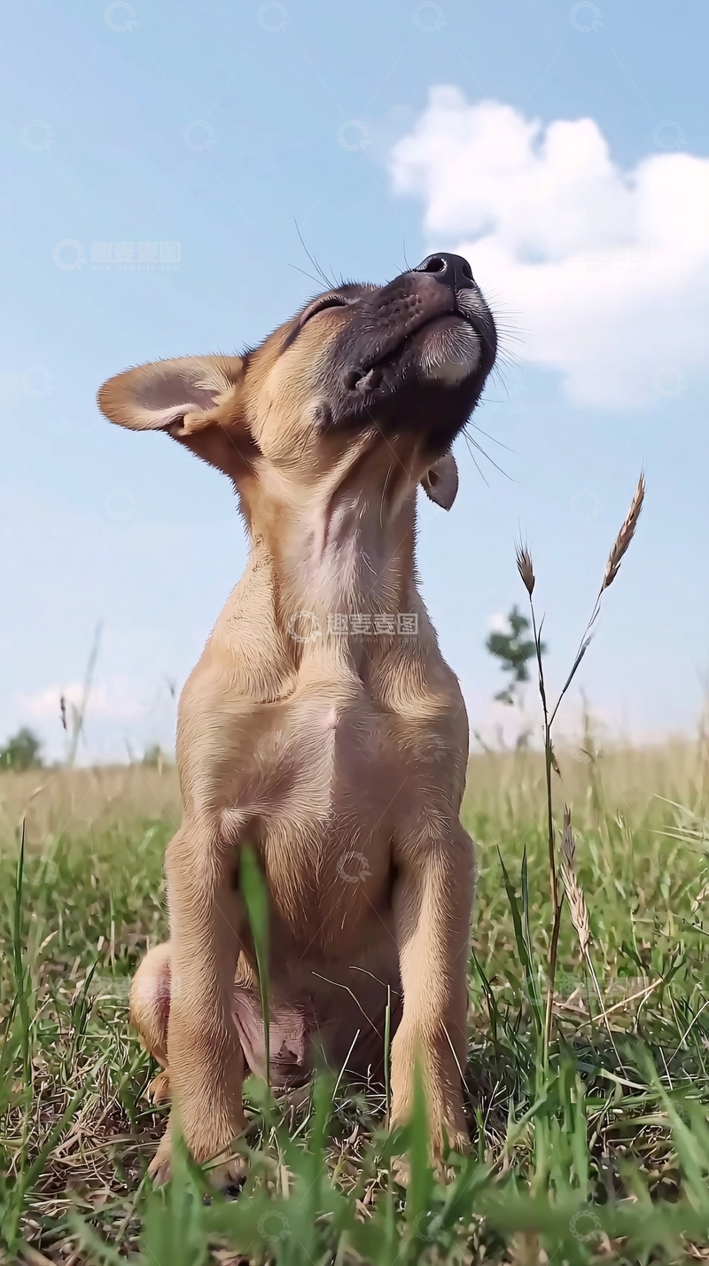 高清大图下载【趣麦麦图】小狗仰望天空